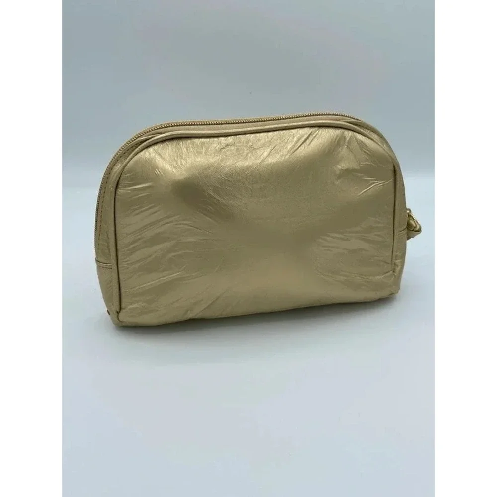 Betseyville Betsey Johnson Gold Metallic Studded Cosmetic Makeup Bag Y2K